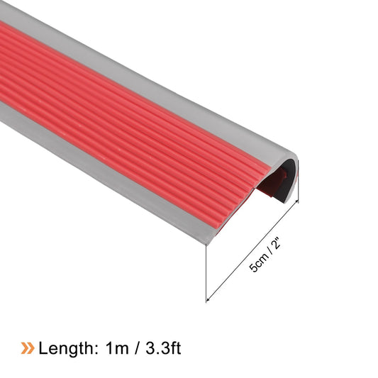 Stair Nosing, Vinyl Stair Edge Protector, Easy to Install, 3.3Ft, Red & Grey