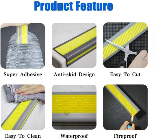 10M Bullnose Stair Anti Slip Nosing Self-Adhesive Vinyl Edging Strip
