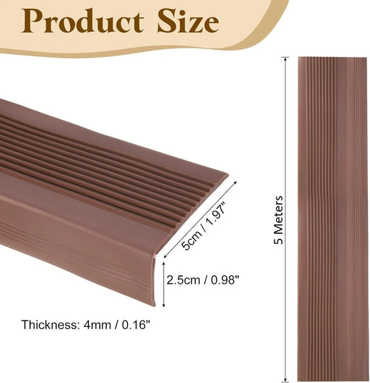 Stair Nosing 5M (2x1 Inch) Vinyl Non-Slip Self-Adhesive Staircase Step Edge