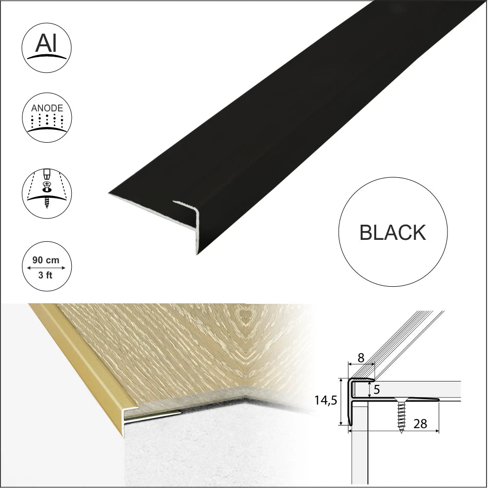 Luxury Click Vinyl Flooring Stair Nosing Edge Profile Trim LVT C24 Push-In 900mm