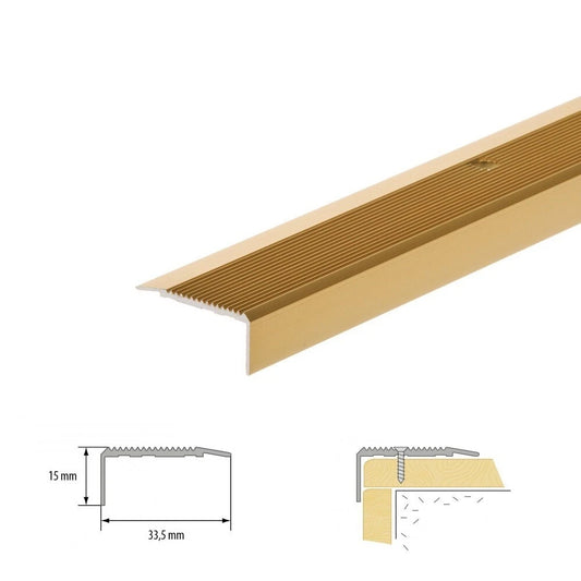 Stair Nosing Edge Trim Aluminium Step Stair Nose for Wood Carpet Grooved Finish