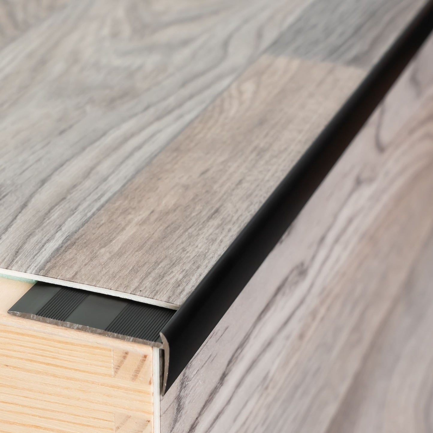 Edge Vinyl Profile Trim LVT C25 900x44mm Anodised Aluminium Stair Nosing