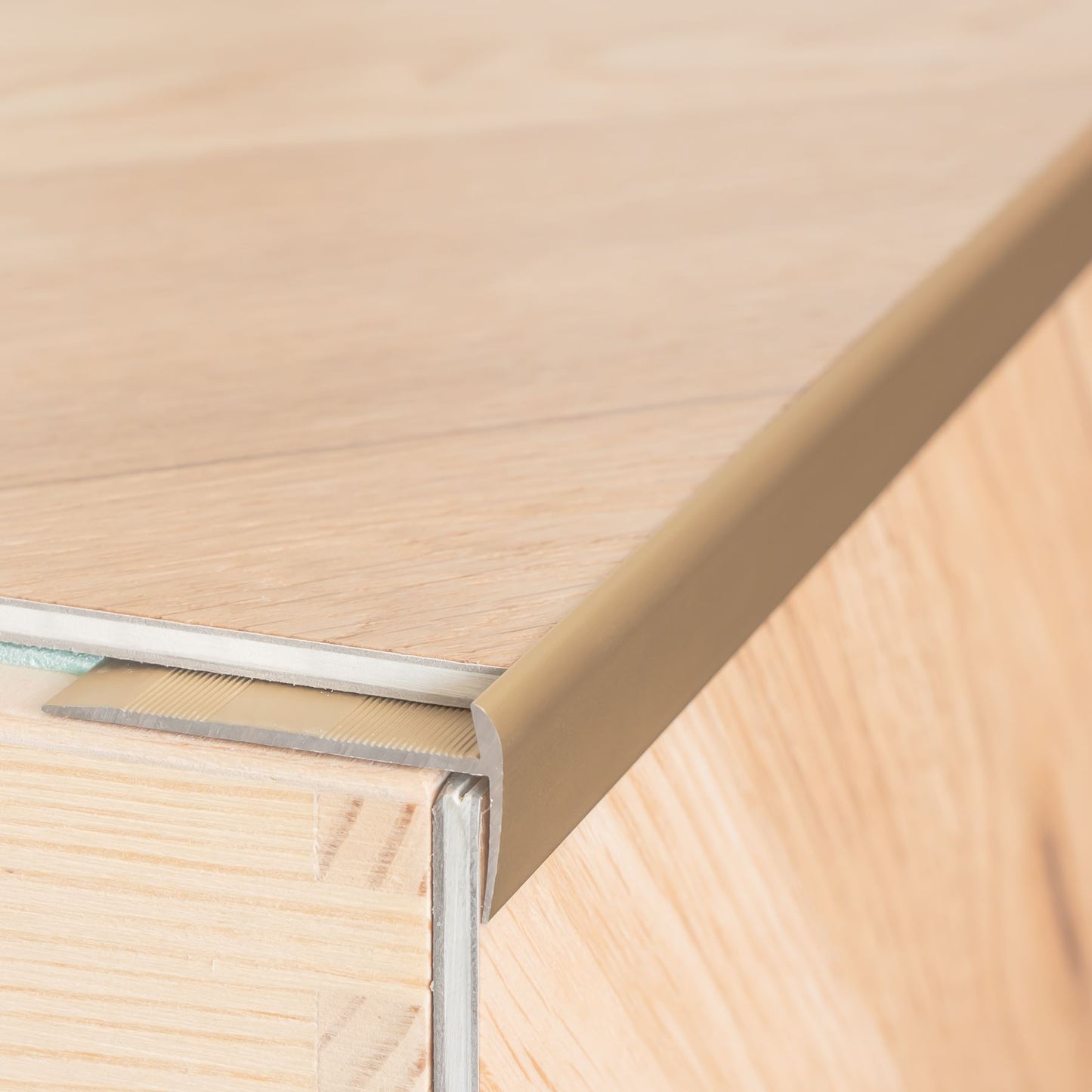 Edge Vinyl Profile Trim LVT C27 900x44mm Anodised Aluminium Stair Nosing