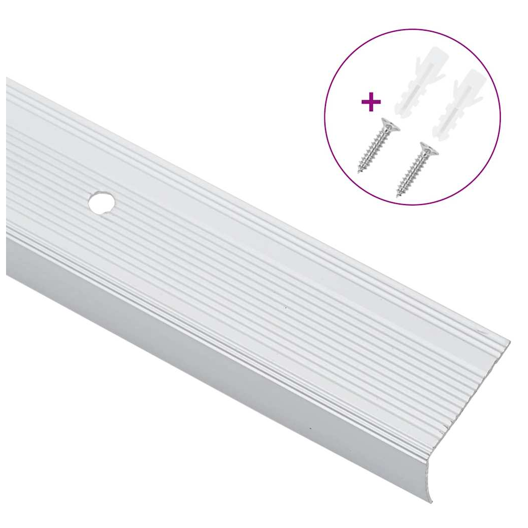 Stair Nosing Silver 67x3.5x3cm Aluminium L-Shape Indoor Anti-Slip Edge Longlife