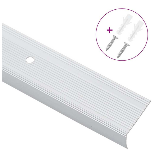 Stair Nosing Silver 67x3.5x3cm Aluminium L-Shape Indoor Anti-Slip Edge Longlife