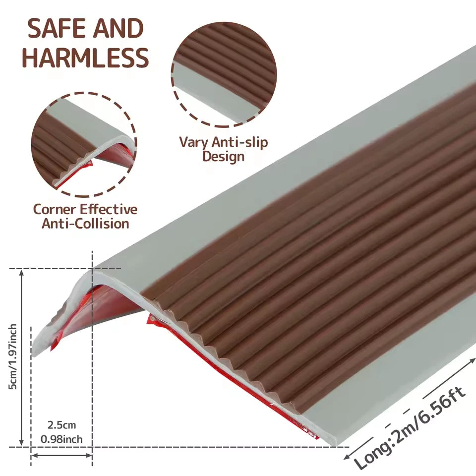 Rubber Stair Nosing Self Adhesive Vinyl Non-Slip Step Edge Trim Bullnose Strips