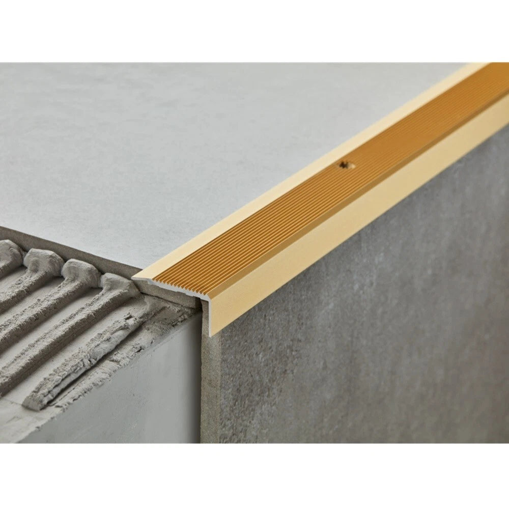 Stair Nosing Edge Trim Aluminium Step Stair Nose for Wood Carpet Grooved Finish