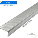 5x Aluminium Stair Nosing Trim Anti Slip Self Adhesive Silver 900x45x23mm