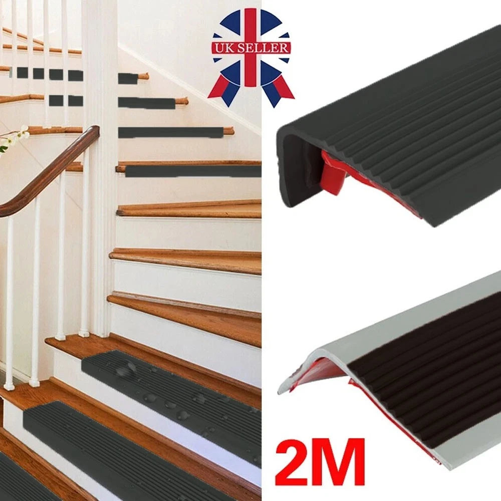 2 Metre Self-Adhesive PVC Stair Nosing Anti-Slip Edge Trim Protector Step Cover