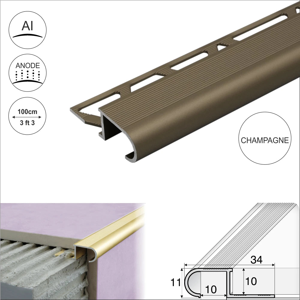 ANTI-SLIP STAIR NOSING EDGE TRIM STEP NOSE EDGING NOSINGS FOR TILES A81