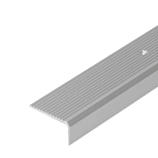 Stair Nosing Anodised Aluminium Silver 2000mm x44x23mm Anti-Slip Ribbed Durable
