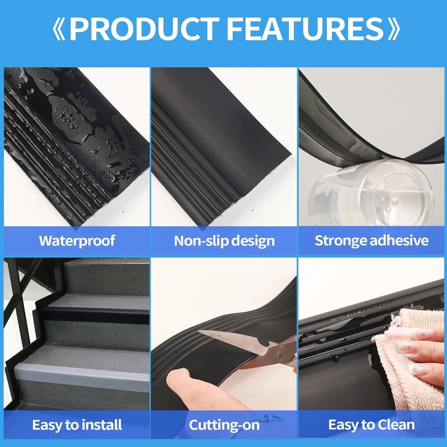 Self Adhesive Vinyl Stair Nosing Rubber Edging Step Protector for Indoor Outdoor