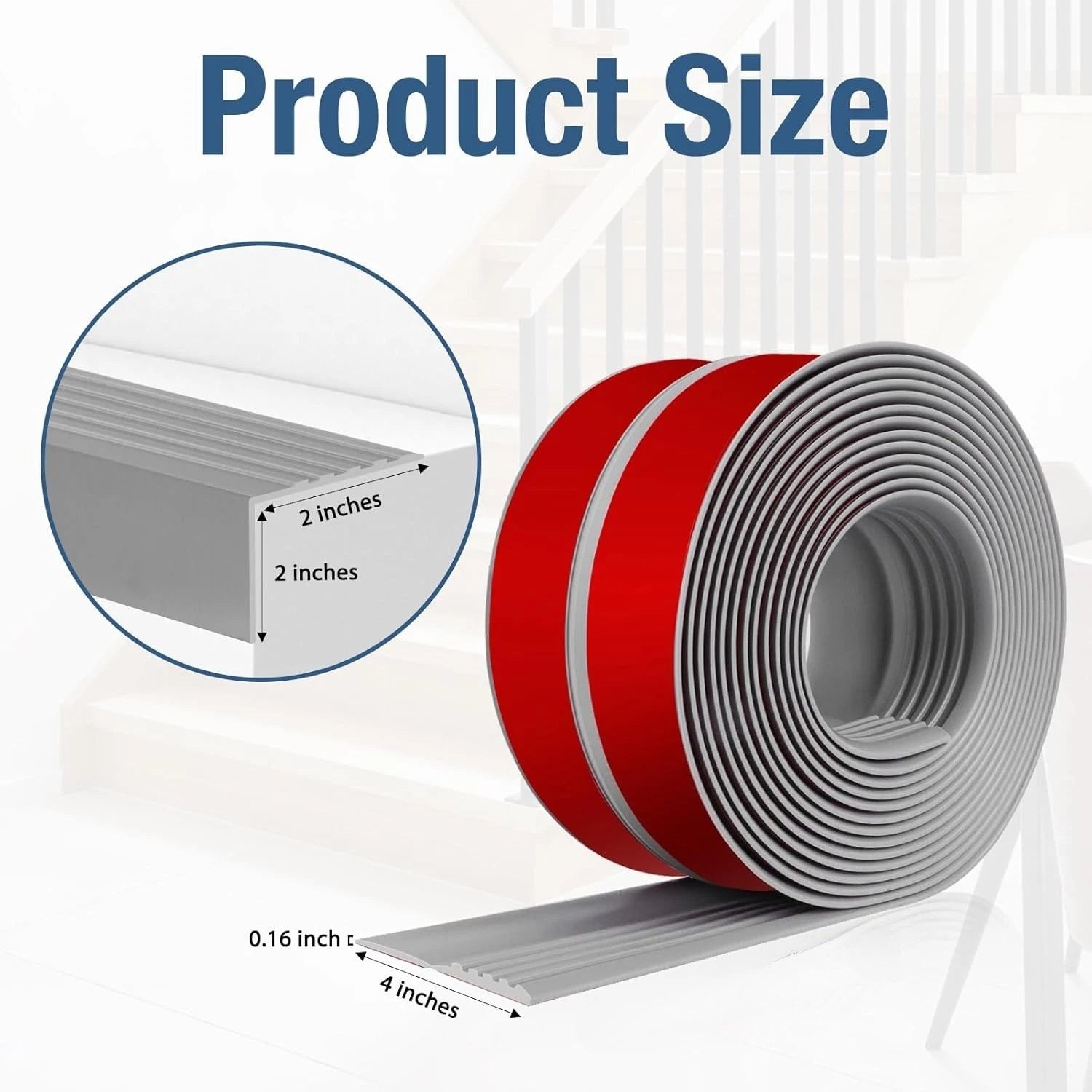 Self Adhesive Stair Nosing Rubber PVC Non-Slip Step Edge Trim Bullnose Strip 4mm