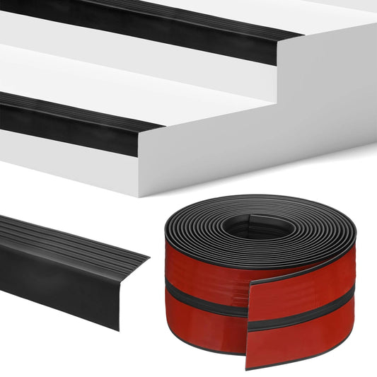 M Meterxity Stair Edge Trim 20Ft Vinyl Rubber Stair Nosing Non-Slip Self