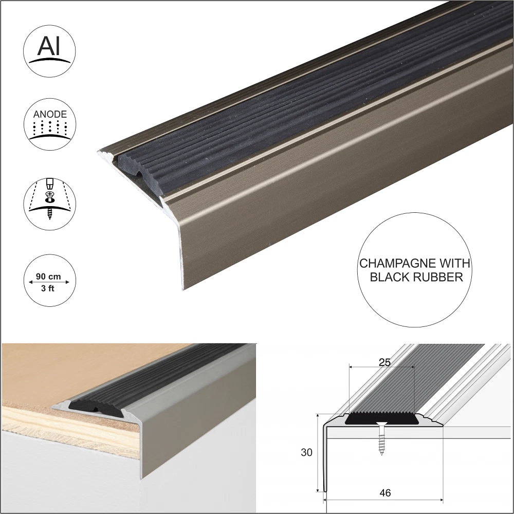 Aluminium Stair Nosing Edge Trim Step Nose Edging Nosings For Carpet,Wood... A38