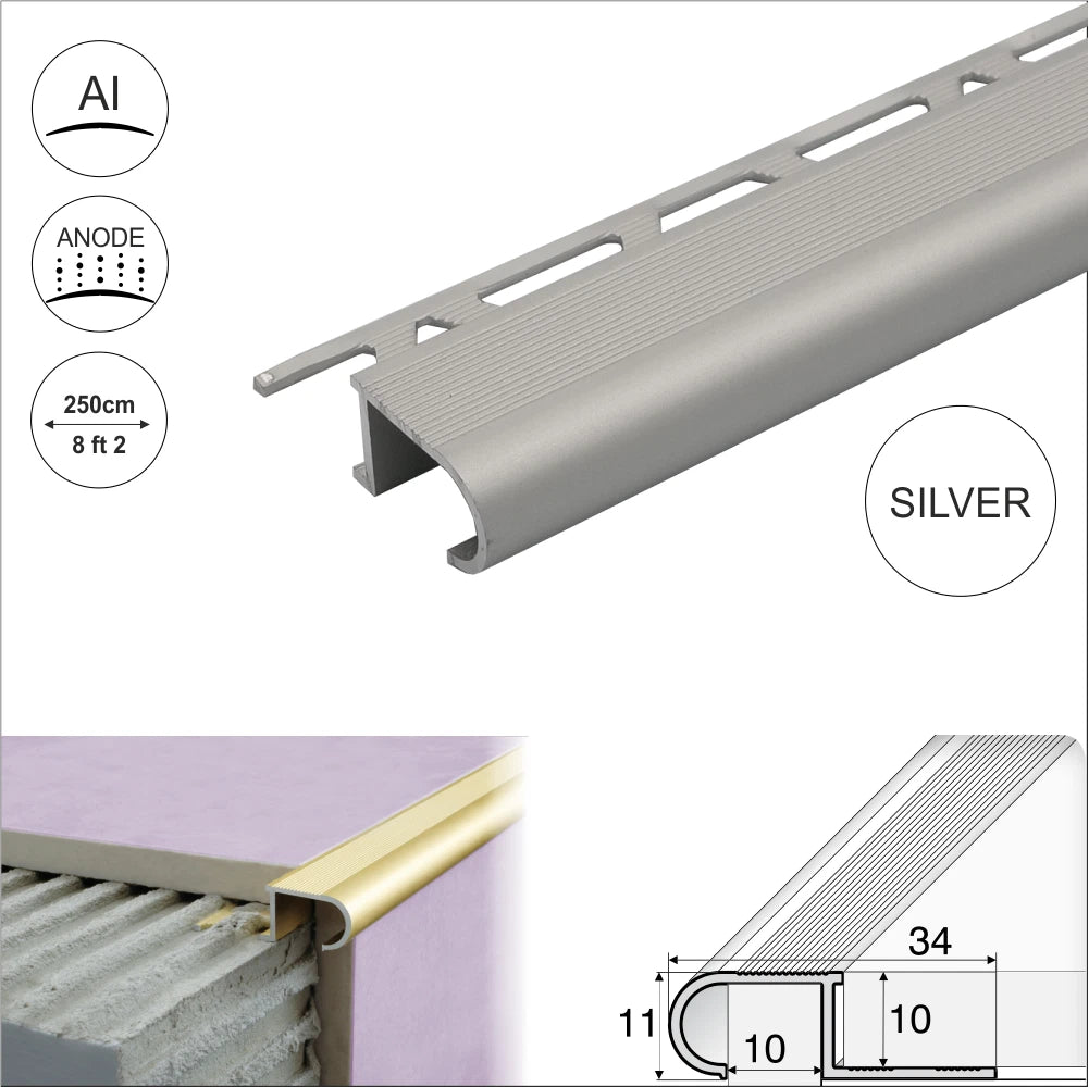 2.5m ANTI-SLIP STAIR NOSING EDGE TRIM STEP NOSE EDGING NOSINGS FOR TILES A81