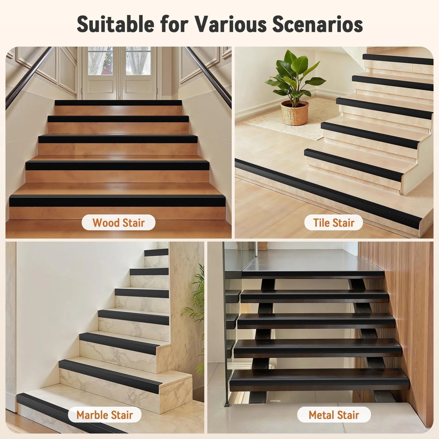 Inmozata Stair Edge Trim 20Ft 4 Inch Rubber Stair Nosing Vinyl Stair Edge