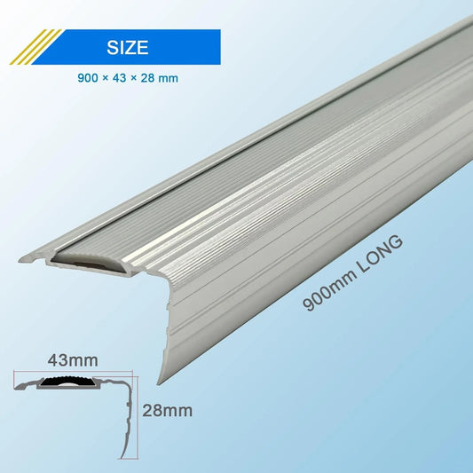 Stair Edge Nosing Trim - 900mm x 43mm x 28mm - (1 pc) Anti Non Slip Step Tread S