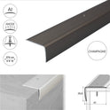 2.7m ALUMINIUM STAIR NODING STEP EDGE NOSING TRIM FOR LAMINATE, WOOD.41x26.6mm