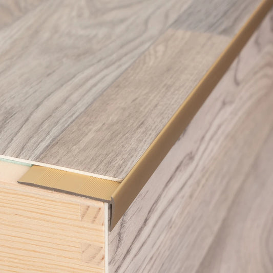 Edge Vinyl Profile Trim LVT C25 900x44mm Anodised Aluminium Stair Nosing