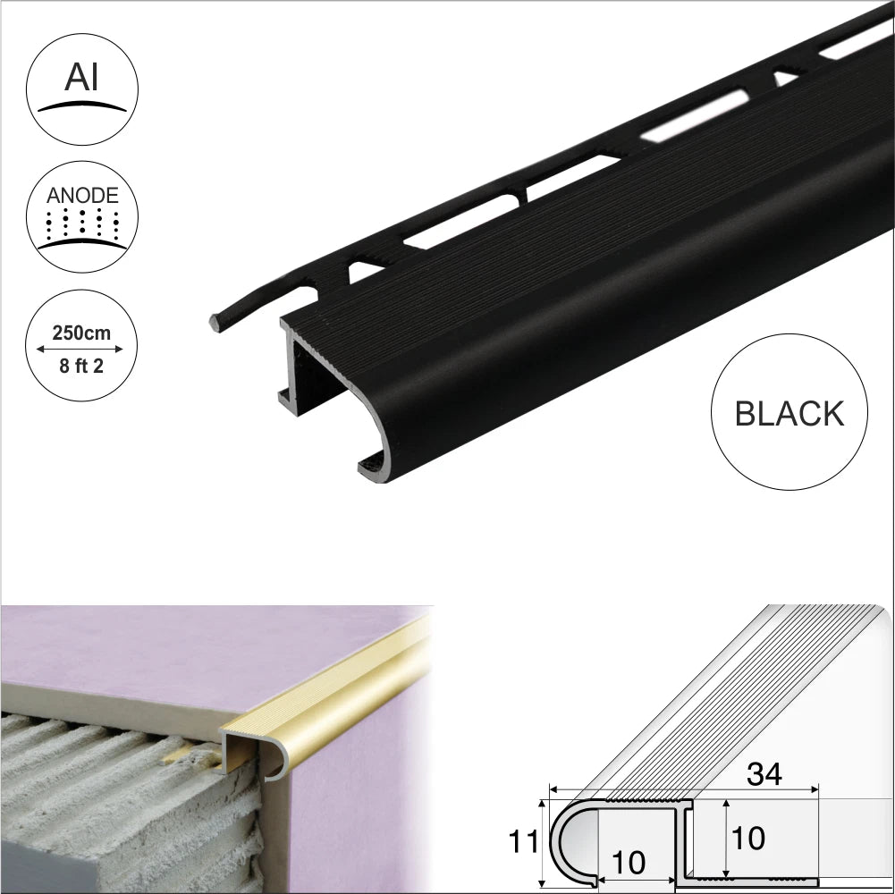 2.5m ANTI-SLIP STAIR NOSING EDGE TRIM STEP NOSE EDGING NOSINGS FOR TILES A81