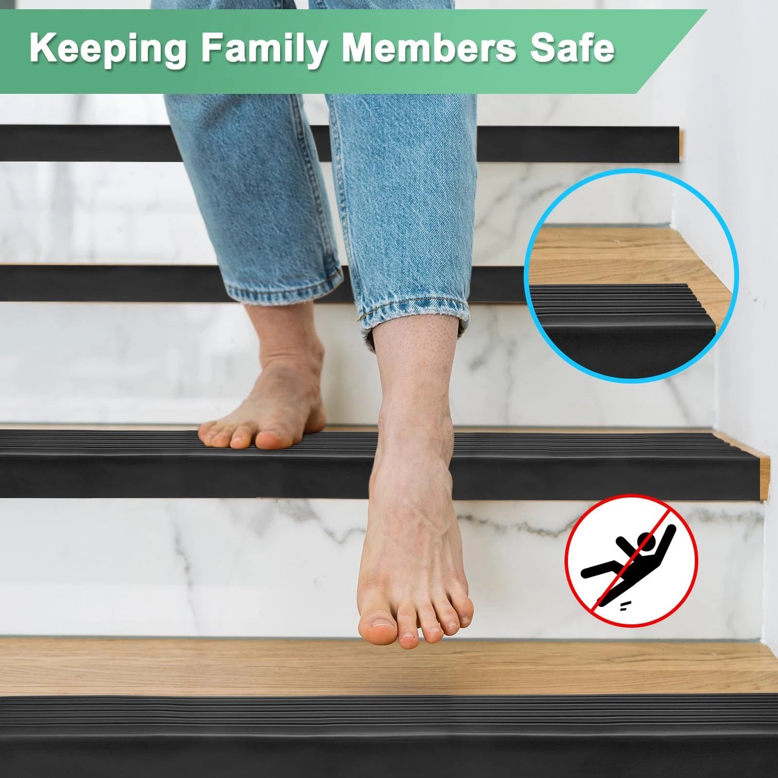 M Meterxity Stair Edge Trim 20Ft Vinyl Rubber Stair Nosing Non-Slip Self