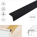ALUMINIUM STAIR NOSINGS STEP EDGE NOSING FOR LAMINATE, WOOD,CARPET 25x20mm A36