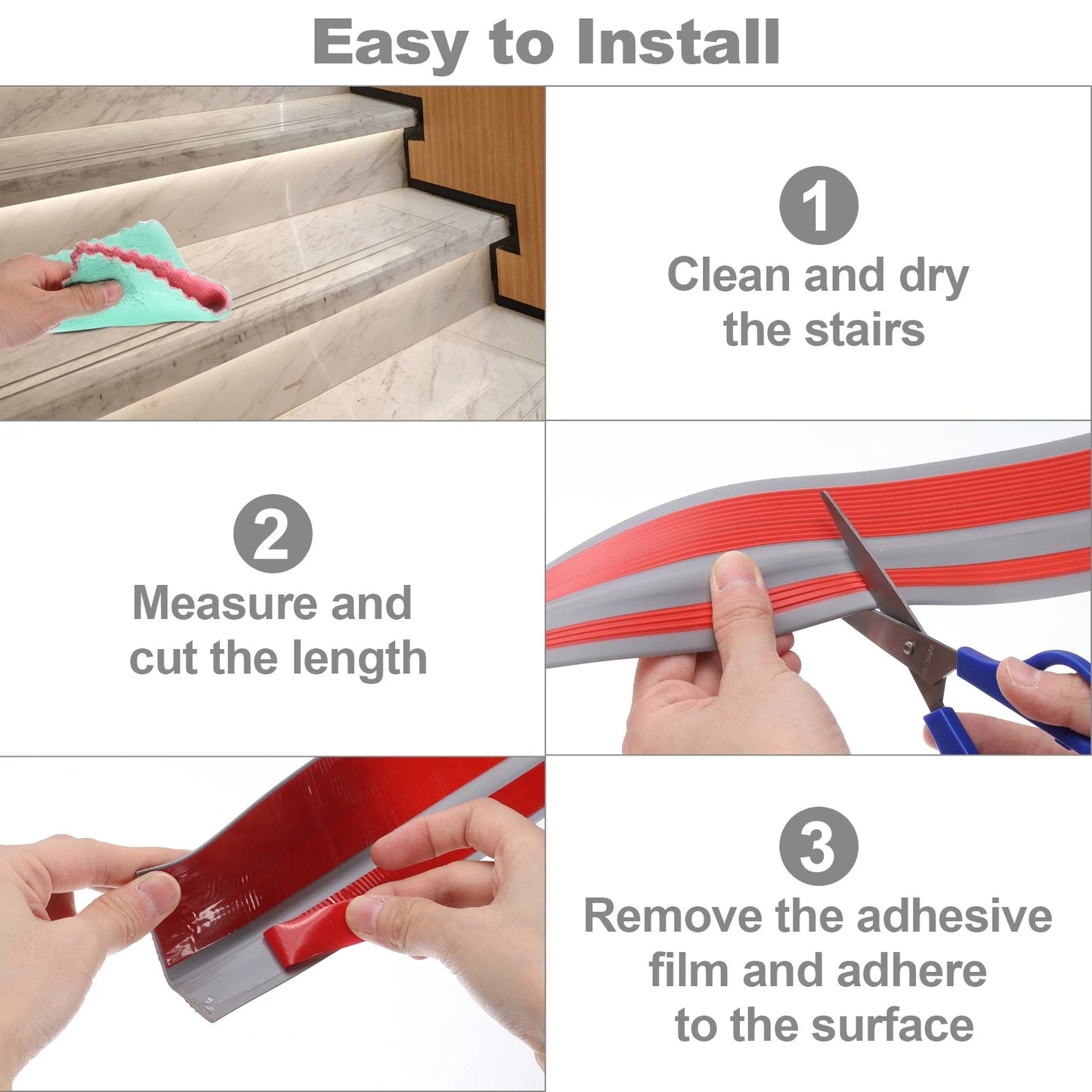 Stair Edge Protector Anti-Slip Stair Nosing, Grey (4 Ft)