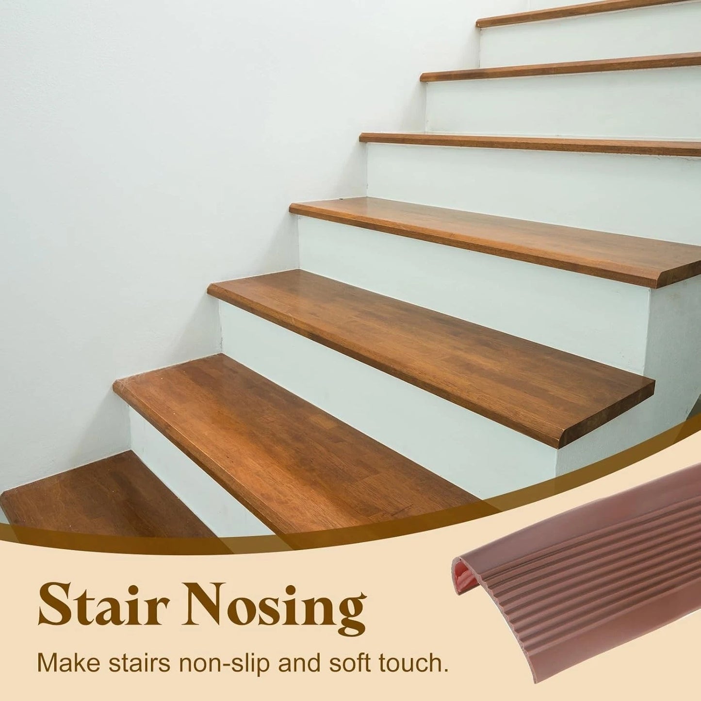 Stair Nosing 5M (2x1 Inch) Vinyl Non-Slip Self-Adhesive Staircase Step Edge