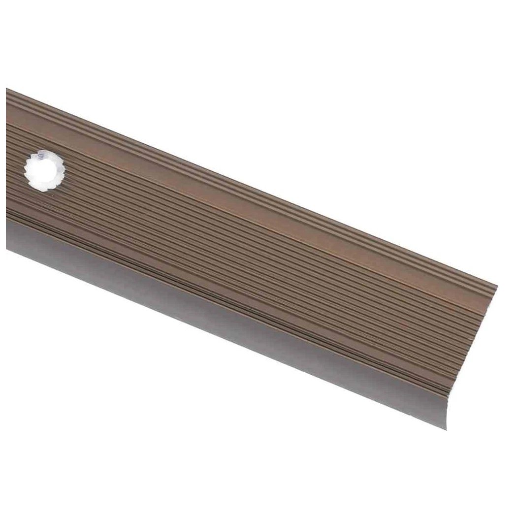Stair Nosing L-Shaped 15pcs 100cm Aluminium Brown Anti-Slip Pre-Drilled Set15pcs