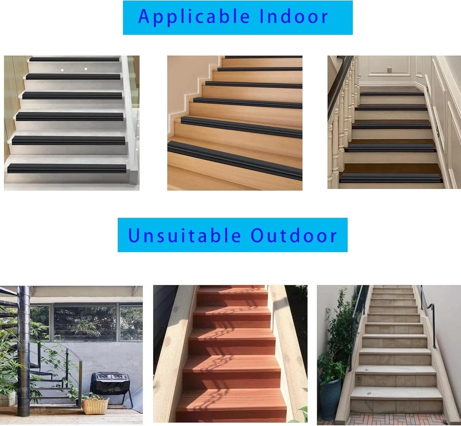 Stair Edge Trim,Vinyl Rubber Stair Nosing, Black Non-Slip Self Adhesive Stair E