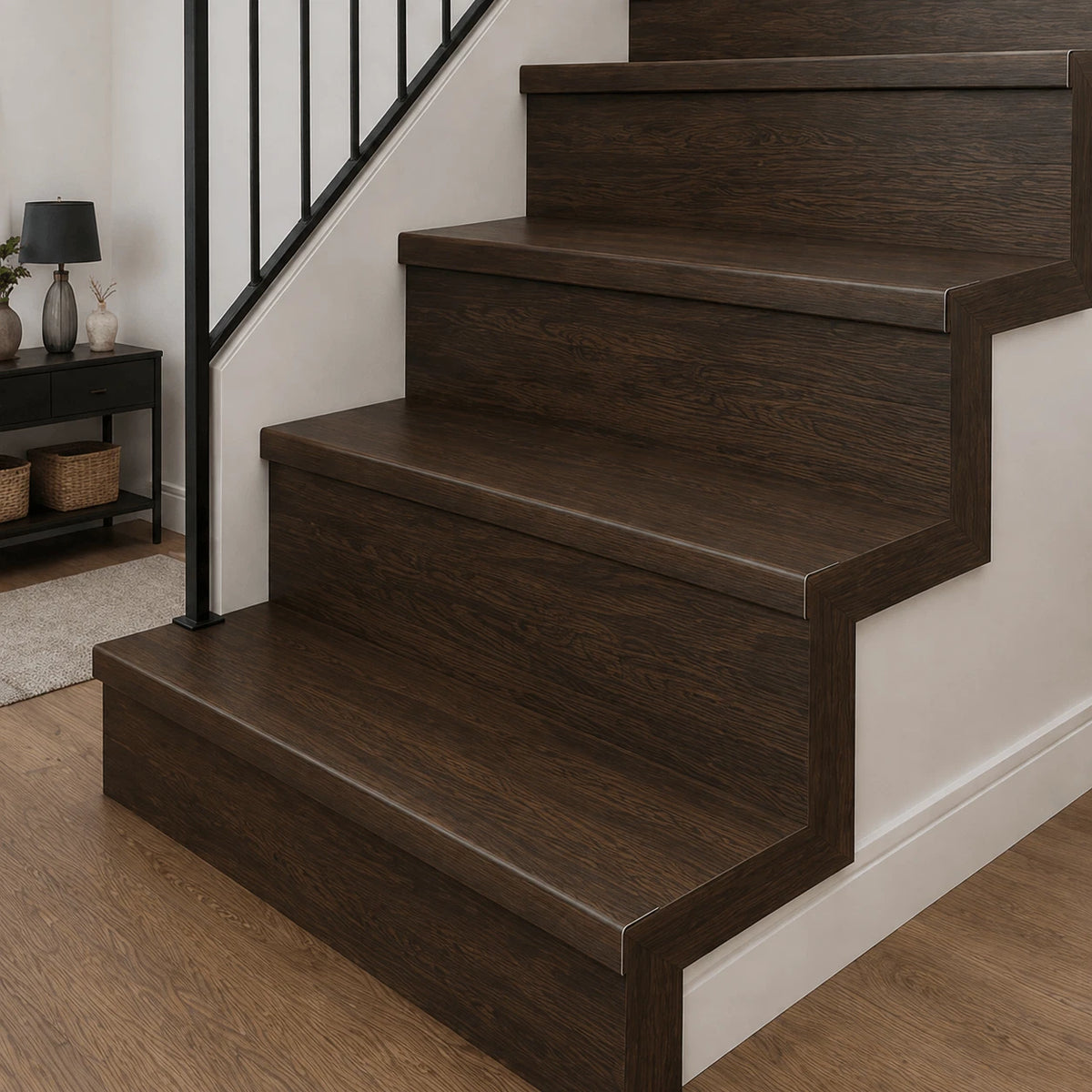 Aluminium Stair Nosing Wood Effect 35 x35 mm Step Edging Guard Trim Profile 2.7m