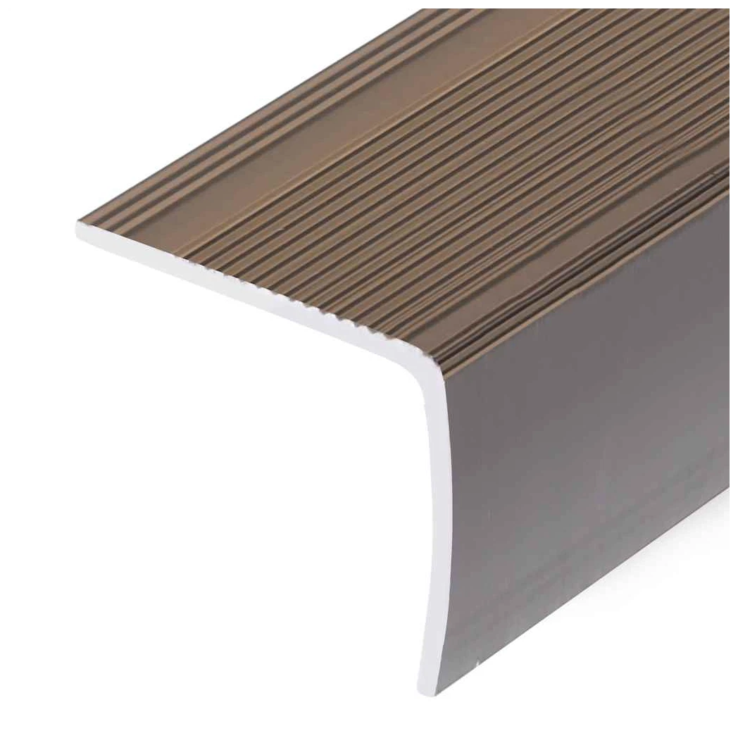 Stair Nosing L-Shaped 15pcs 100cm Aluminium Brown Anti-Slip Pre-Drilled Set15pcs