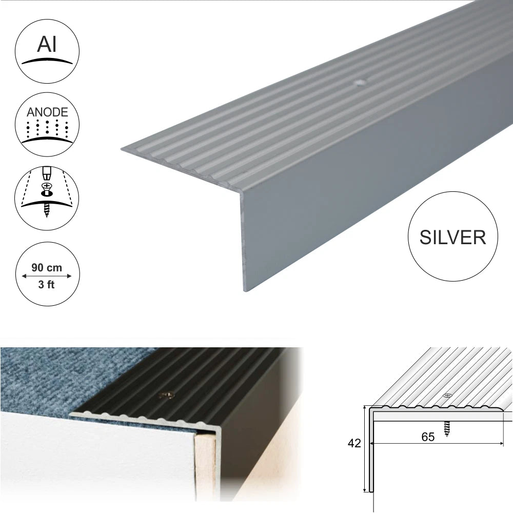 Aluminium Stair Nosing Edge Trim Step Nose Edging Nosings For Carpet,Wood... A32