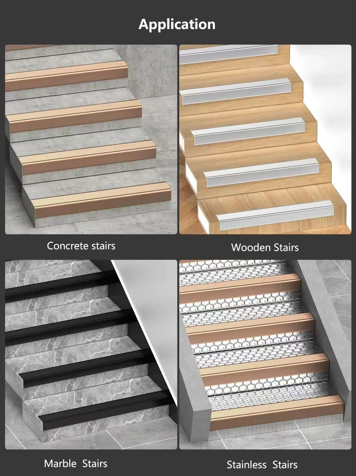 Aluminium Stair Nosing Edge Trim Step Nose Edging Nosings 90*30*50mm