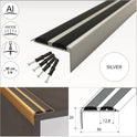 ALUMINIUM STAIR NOSING EDGE TRIM STEP NOSE EDGING NOSINGS FOR CARPET WOOD A37