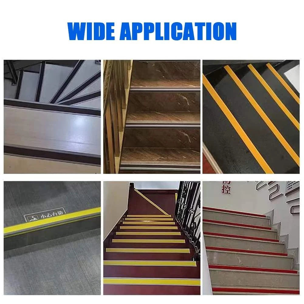 2M Bullnose Stair Anti Slip Nosing Self-Adhesive Vinyl 2M, Black With Grey