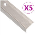 Stair Nosing L-Shape 5pcs 90cm Champagne Aluminium Anti-Slip Insert Pre-Drilled