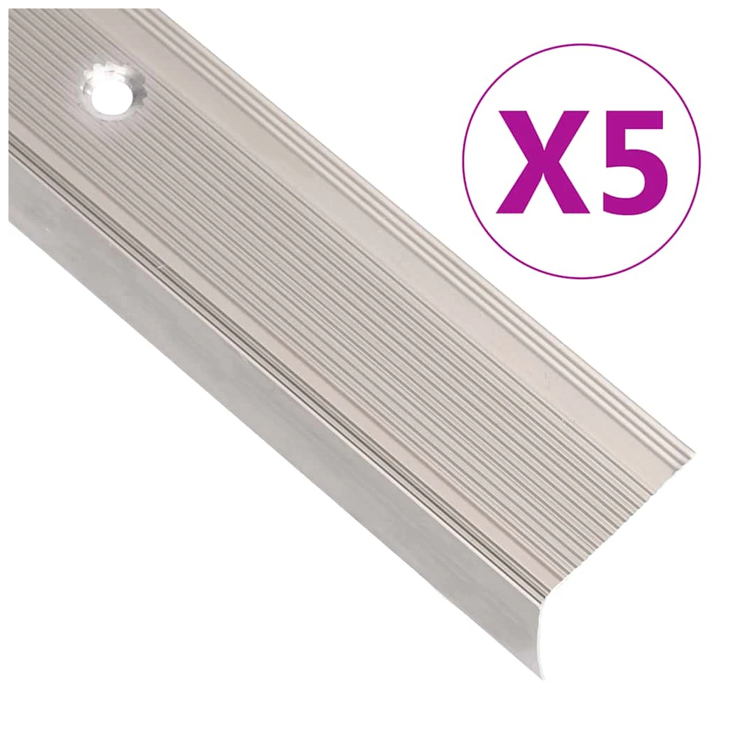 Stair Nosing L-Shape 5pcs 90cm Champagne Aluminium Anti-Slip Insert Pre-Drilled