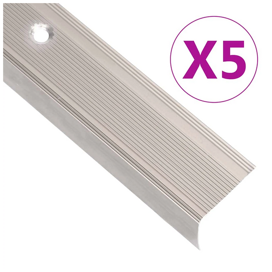 Stair Nosing L-Shape 5pcs 90cm Champagne Aluminium Anti-Slip Insert Pre-Drilled
