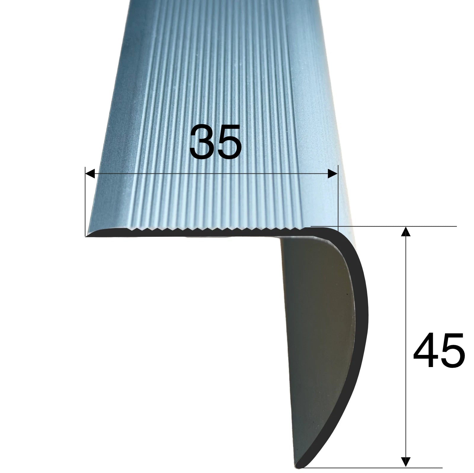 Aluminium Stair Nosing Bullnose Edge Trim Step Edging Anti Slip H28 2m long