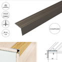 ALUMINIUM STAIR NOSINGS STEP EDGE NOSING FOR LAMINATE, WOOD,CARPET 25x20mm A36