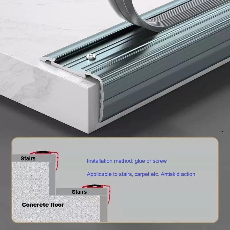 Stair Nosing Edge Trim Strips Aluminum Alloy Step Protector 0.9M tion grey