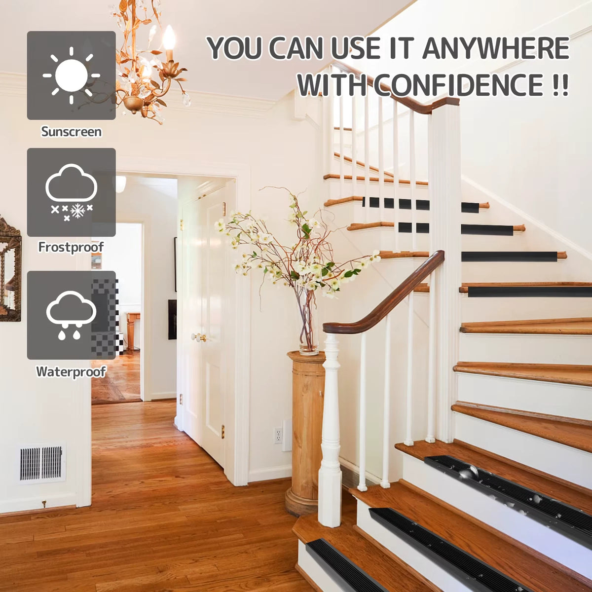 Rubber Stair Nosing Self Adhesive Vinyl Non-Slip Step Edge Trim Bullnose Strips
