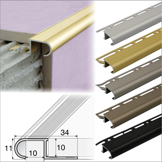 2.5m ANTI-SLIP STAIR NOSING EDGE TRIM STEP NOSE EDGING NOSINGS FOR TILES A81