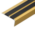 Stair Nosing Anodised Aluminium 35x19.5mm Champagne with Dual Black Rubber 2.0m