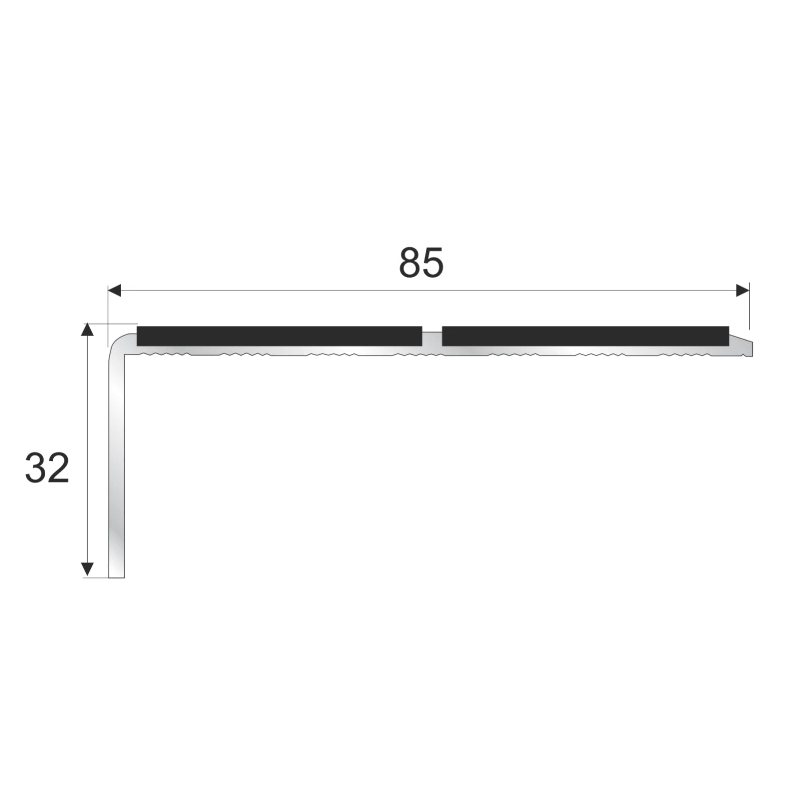 Aluminium Anti Slip Stair Nosing Step Nosing For Carpets Carpet Tiles 85 x 32mm