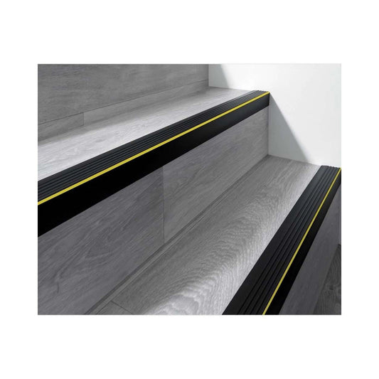 Stair Nosing Red PVC 55x40mm 1.5m Anti-Slip Yellow Edge Flexible Profile Grooved