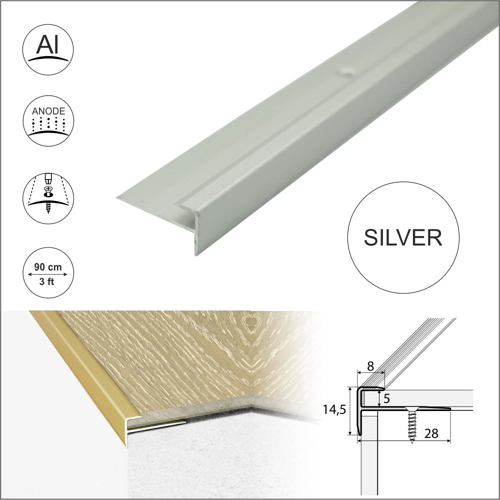 Luxury Click Vinyl Flooring Stair Nosing Edge Profile Trim LVT C24 Push-In 900mm