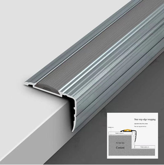 Adhesive Aluminum Rubber Anti Slip Stair Nosing For Stair iron grey